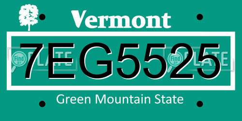 7EG5525 Vermont License Plate