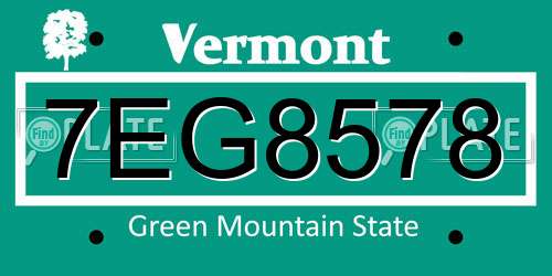 7EG8578 Vermont License Plate