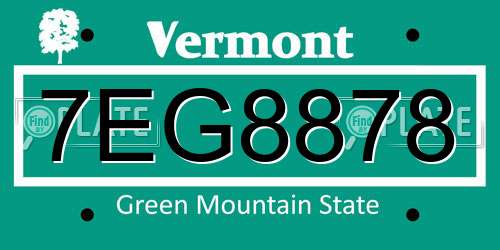 7EG8878 Vermont License Plate