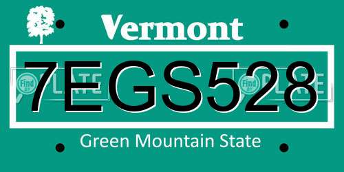 7EGS528 Vermont License Plate