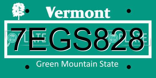 7EGS828 Vermont License Plate