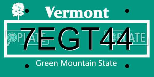 7EGT44 Vermont License Plate