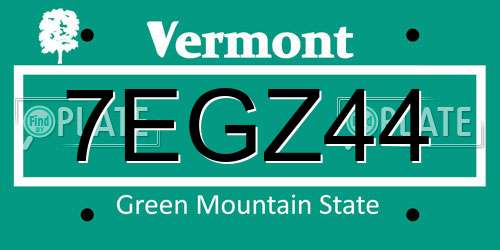 7EGZ44 Vermont License Plate