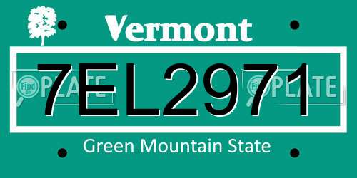 7EL2971 Vermont License Plate