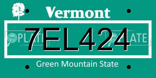 7EL424 Vermont License Plate