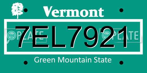 7EL7921 Vermont License Plate