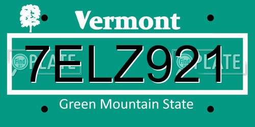 7ELZ921 Vermont License Plate