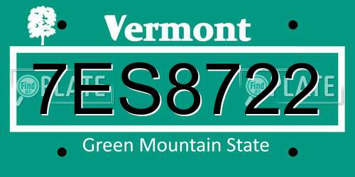 7ES8722 Vermont License Plate
