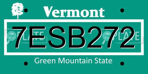 7ESB272 Vermont License Plate