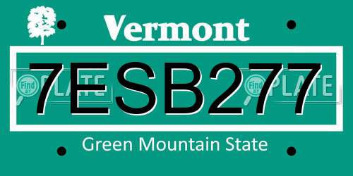 7ESB277 Vermont License Plate