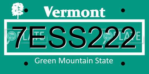 7ESS222 Vermont License Plate