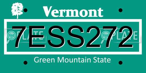 7ESS272 Vermont License Plate