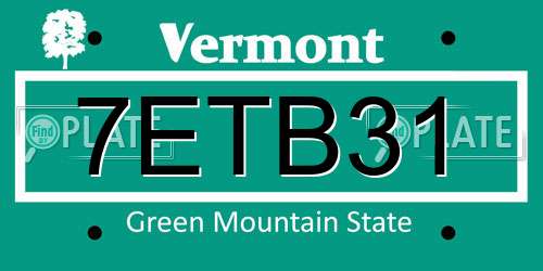 7ETB31 Vermont License Plate