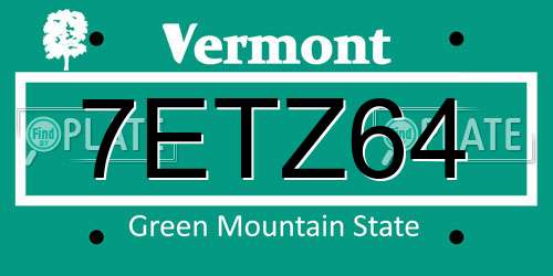 7ETZ64 Vermont License Plate