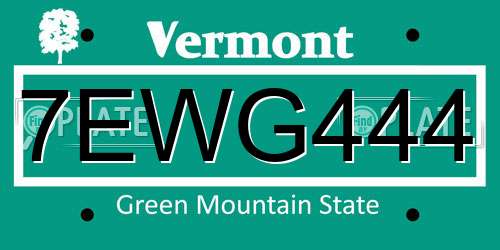 7EWG444 Vermont License Plate