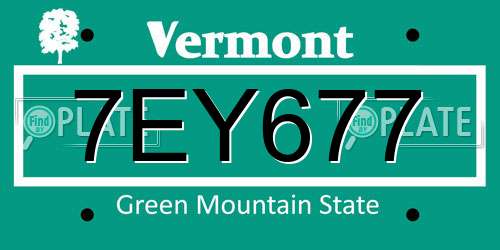7EY677 Vermont License Plate