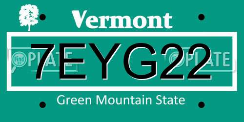 7EYG22 Vermont License Plate