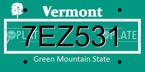7EZ531 Vermont License Plate