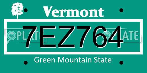 7EZ764 Vermont License Plate