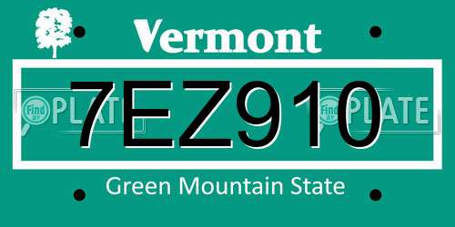 7EZ910 Vermont License Plate