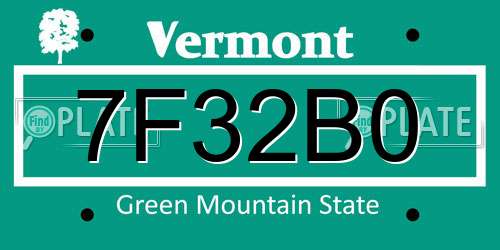 7F32B0 Vermont License Plate