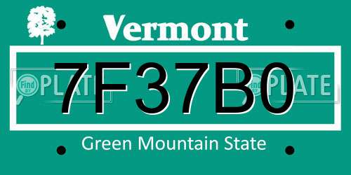7F37B0 Vermont License Plate