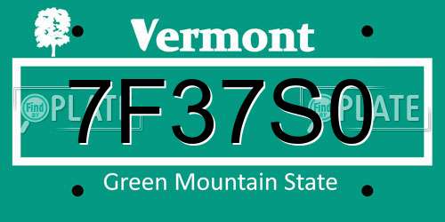7F37S0 Vermont License Plate