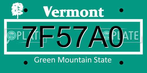 7F57A0 Vermont License Plate