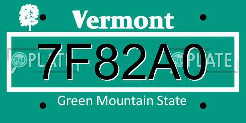 7F82A0 Vermont License Plate