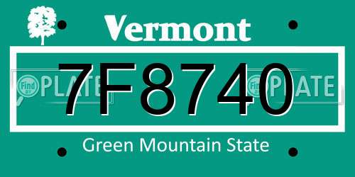 7F8740 Vermont License Plate