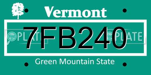 7FB240 Vermont License Plate