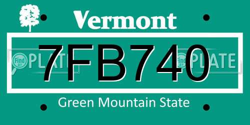 7FB740 Vermont License Plate
