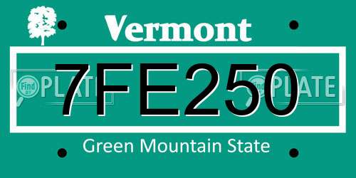 7FE250 Vermont License Plate