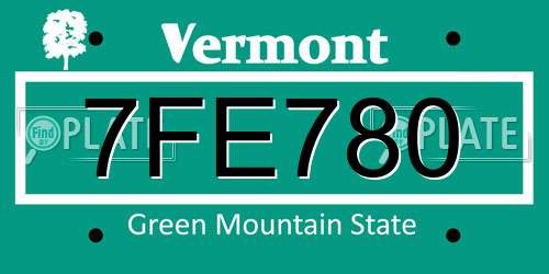 7FE780 Vermont License Plate