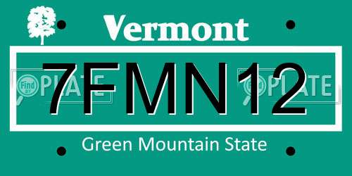 7FMN12 Vermont License Plate