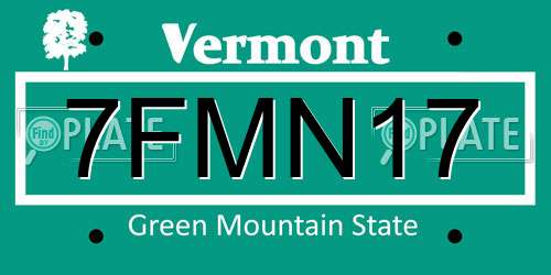 7FMN17 Vermont License Plate