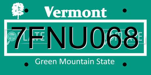 7FNU068 Vermont License Plate