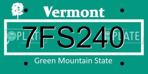 7FS240 Vermont License Plate