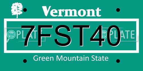 7FST40 Vermont License Plate