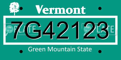 7G42123 Vermont License Plate