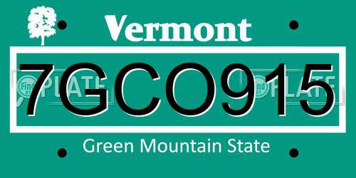 7GCO915 Vermont License Plate