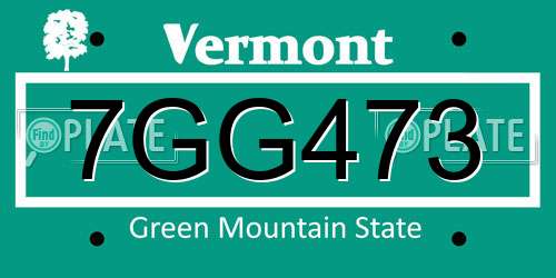 7GG473 Vermont License Plate