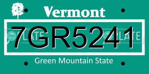 7GR5241 Vermont License Plate