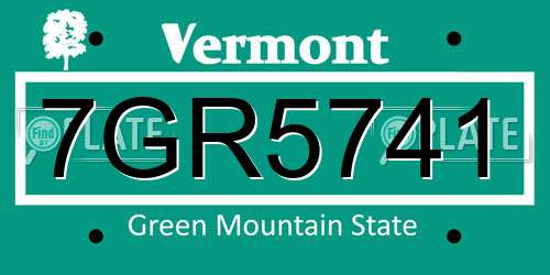 7GR5741 Vermont License Plate