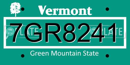 7GR8241 Vermont License Plate