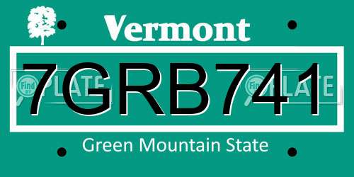 7GRB741 Vermont License Plate