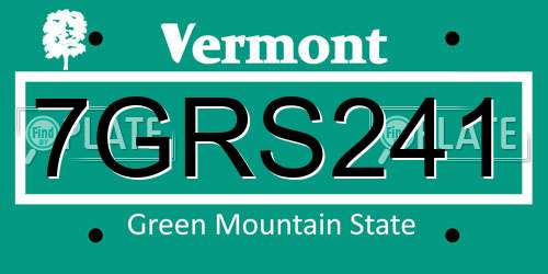 7GRS241 Vermont License Plate