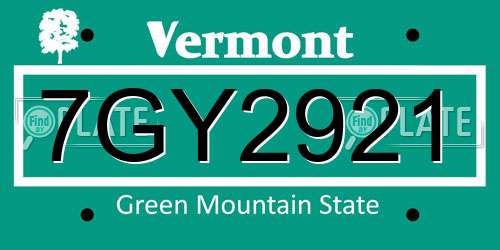 7GY2921 Vermont License Plate