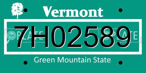 7H02589 Vermont License Plate