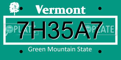 7H35A7 Vermont License Plate